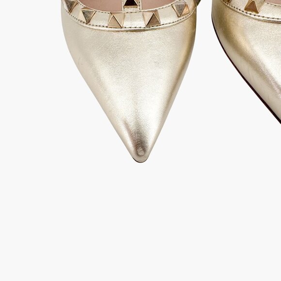 Valentino Garavani Rockstud Caged Pumps EU 39.5 US 9.5 Metallic Gold High Heels - Picture 7 of 16